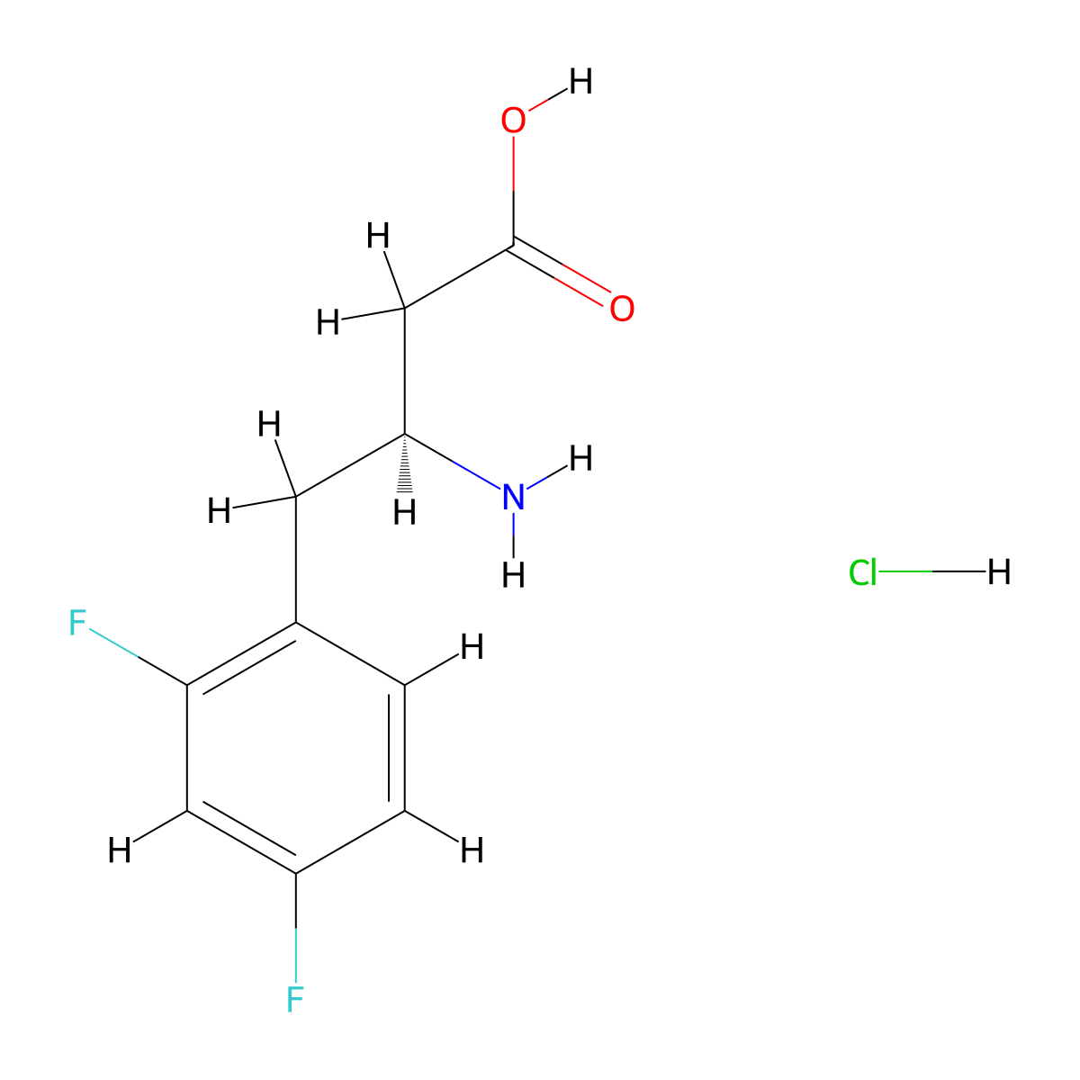 (3S)-3-amino-4-(2,4-difluorophenyl)butanoic acid hydrochloride molecular structure, CAS 2514948-45-7