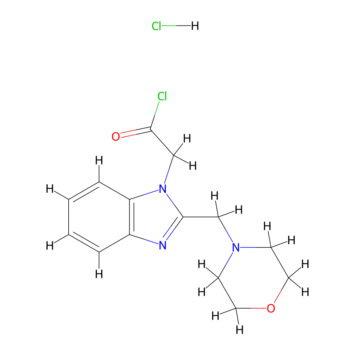 [2-(Morpholin-4-ylmethyl)-1H-benZimidaZol-1-yl]acetyl chloride hydrochloride molecular structure, CAS 2514950-04-8