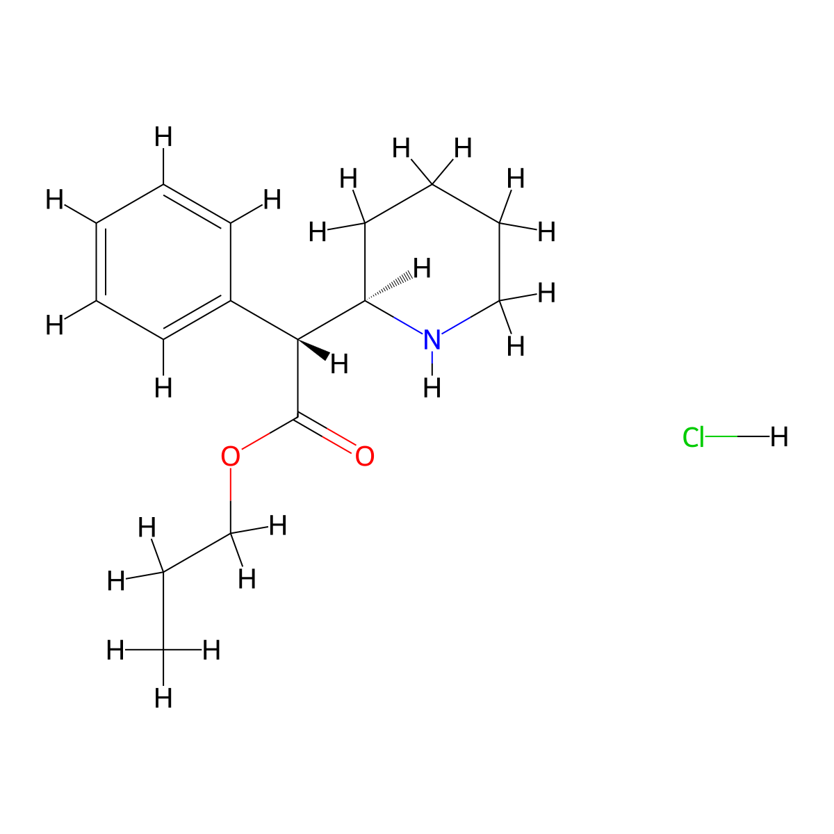 Propylphenidate hydrochloride molecular structure, CAS 2514950-54-8
