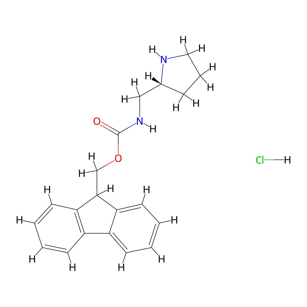 (R)-(9H-Fluoren-9-yl)methyl (pyrrolidin-2-ylmethyl)carbamate hydrochloride molecular structure, CAS 2514950-86-6
