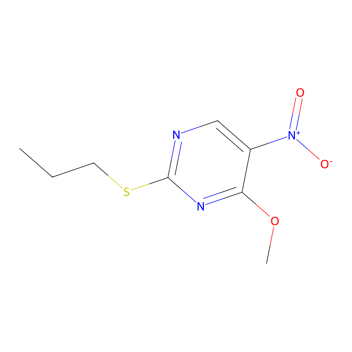 4-Methoxy-5-nitro-2-(propylsulfanyl)pyrimidine molecular structure, CAS 2514951-26-7