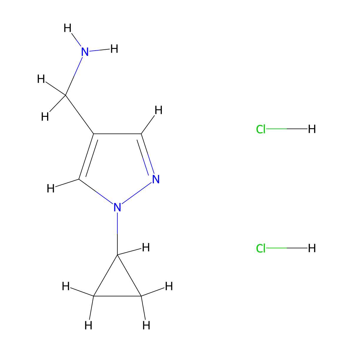 (1-Cyclopropylpyrazol-4-yl)methanamine;dihydrochloride molecular structure, CAS 2514952-94-2