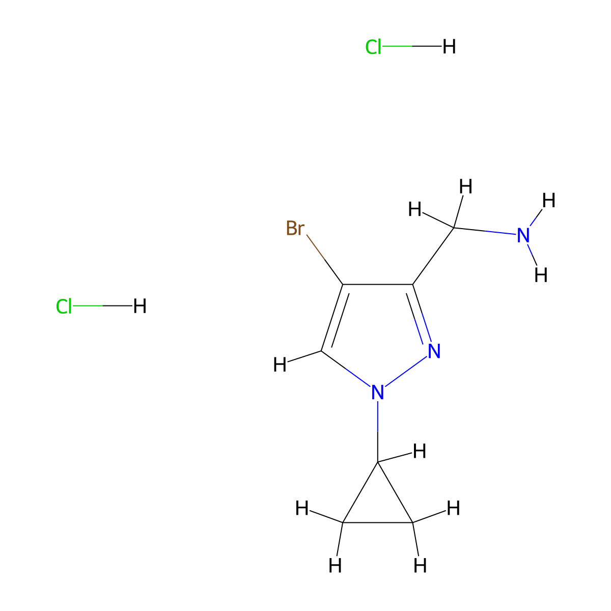 (4-Bromo-1-cyclopropylpyrazol-3-yl)methanamine;dihydrochloride molecular structure, CAS 2514952-96-4