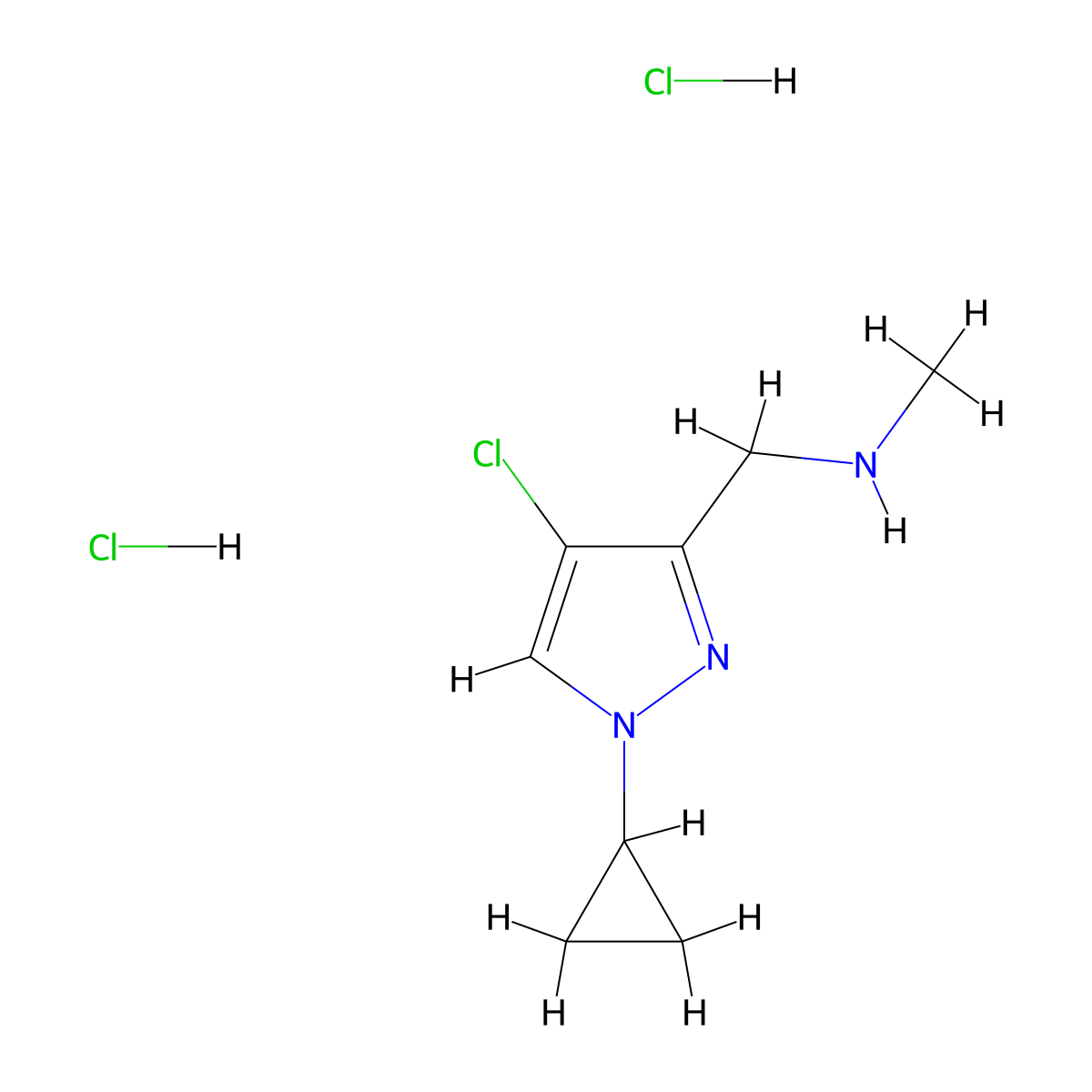 1-(4-Chloro-1-cyclopropylpyrazol-3-yl)-N-methylmethanamine;dihydrochloride molecular structure, CAS 2514952-98-6