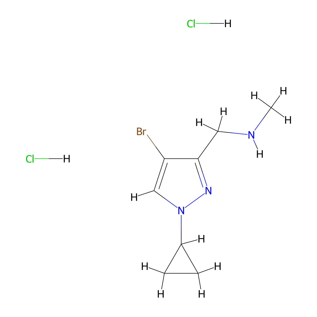 1-(4-Bromo-1-cyclopropylpyrazol-3-yl)-N-methylmethanamine;dihydrochloride molecular structure, CAS 2514953-00-3
