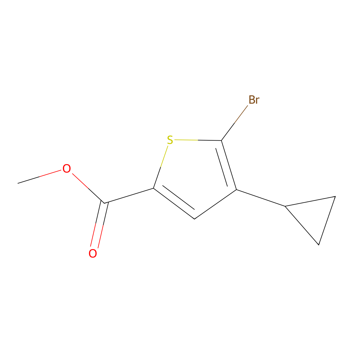 Methyl 5-bromo-4-cyclopropylthiophene-2-carboxylate molecular structure, CAS 2514953-04-7
