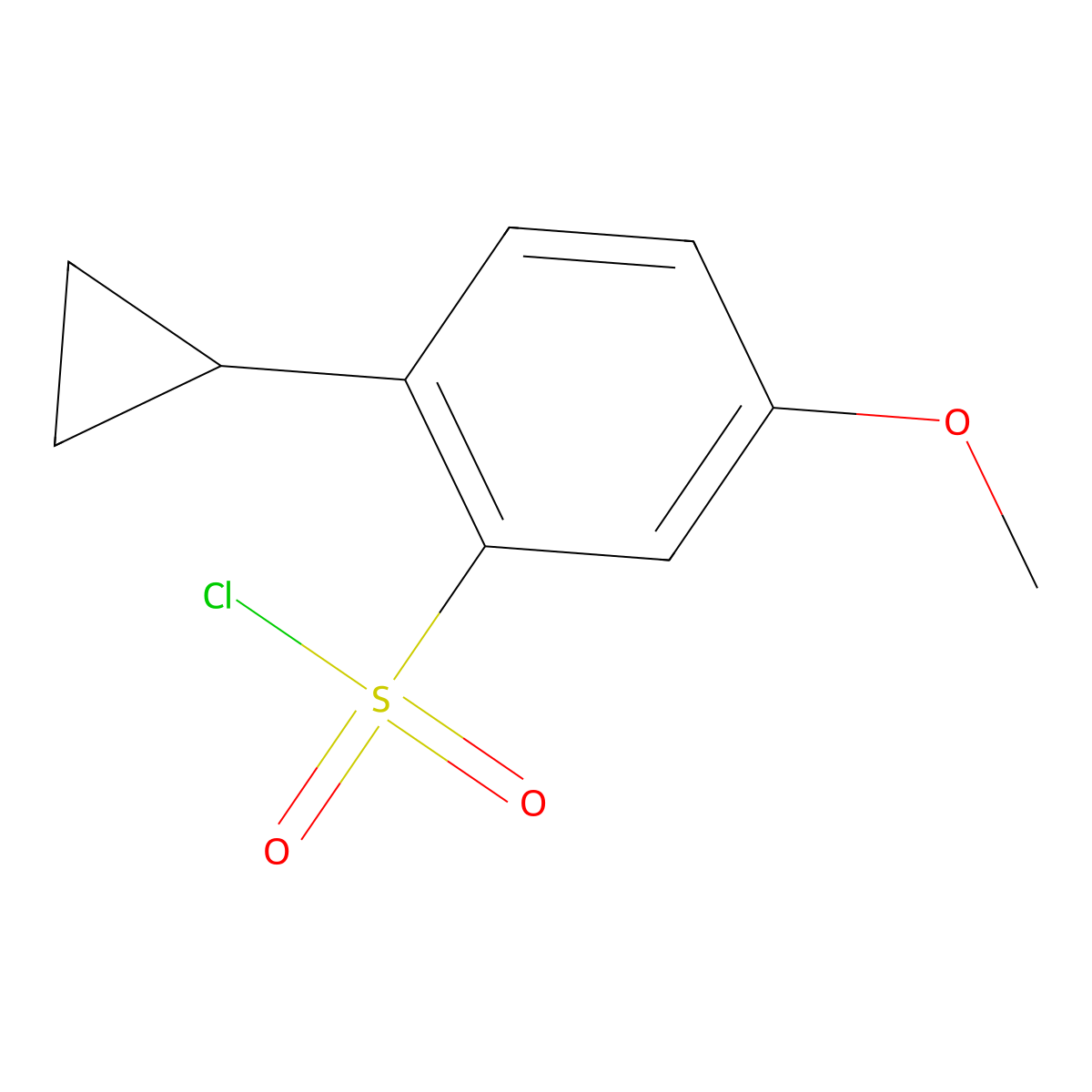 2-(Cyclopropyl)-5-methoxybenzenesulfonyl chloride molecular structure, CAS 2514953-07-0