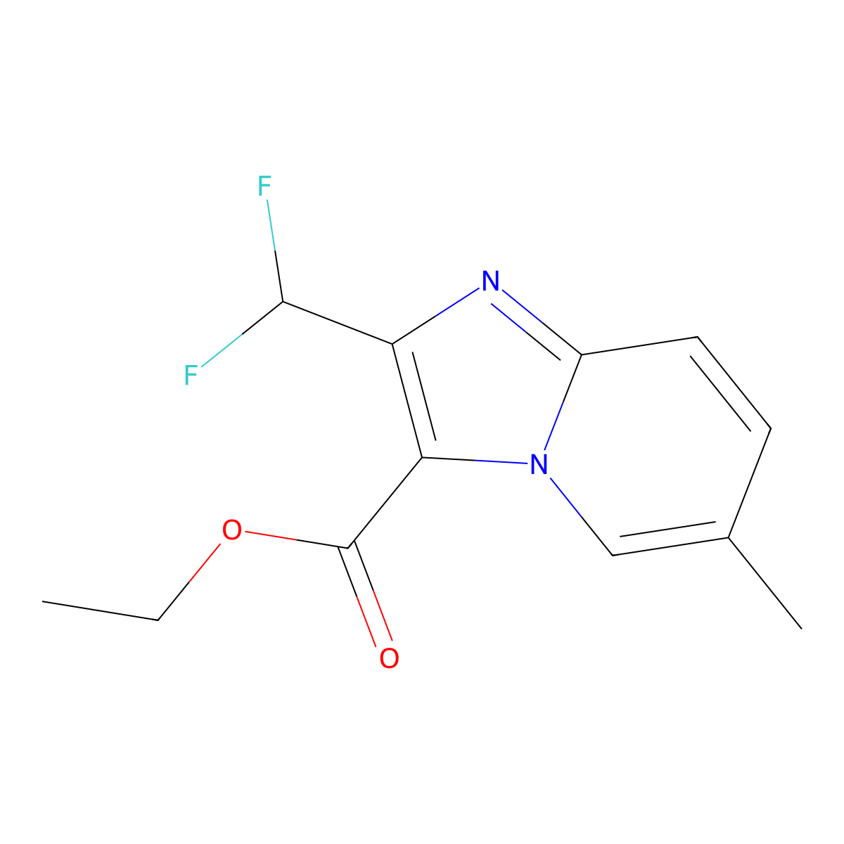 Ethyl 2-(difluoromethyl)-6-methylimidazo[1,2-a]pyridine-3-carboxylate molecular structure, CAS 2514953-09-2