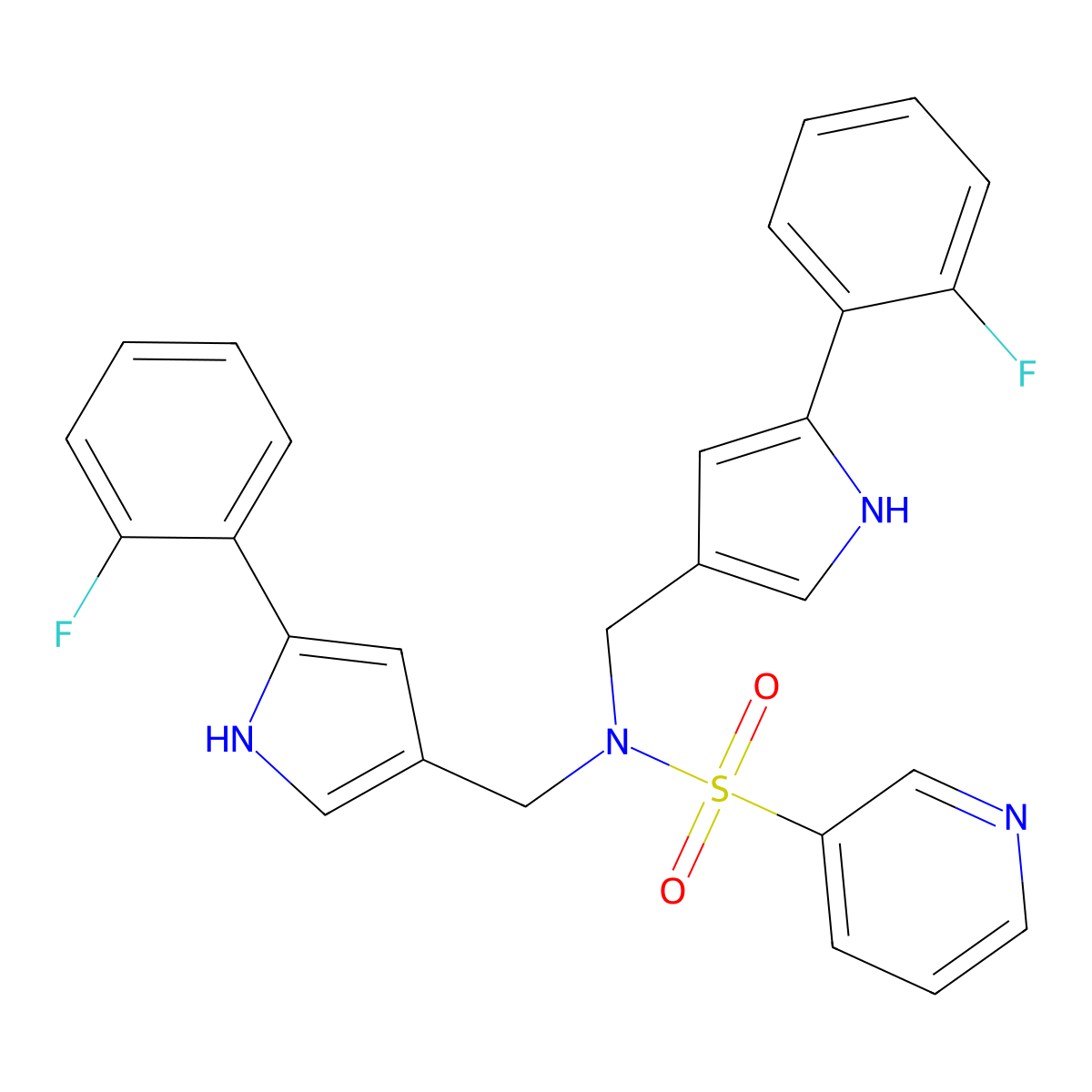 N,N-Bis((5-(2-fluorophenyl)-1H-pyrrol-3-yl)methyl)pyridine-3-sulfonamide molecular structure, CAS 2514957-29-8