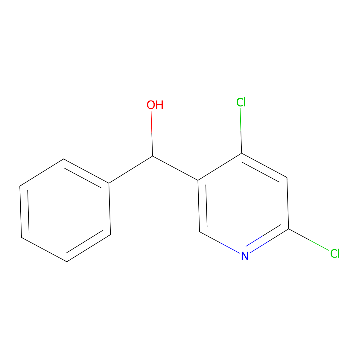 4,6-Dichloro-alpha-phenyl-3-pyridinemethanol molecular structure, CAS 2514963-19-8