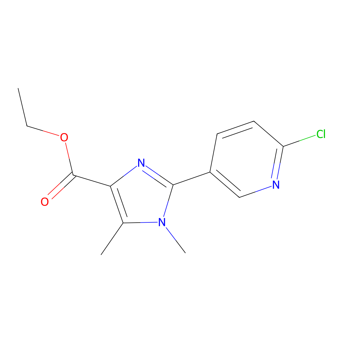 2-(6-Chloro-pyridin-3-yl)-1,5-dimethyl-1H-imidazole-4-carboxylic acid ethyl ester molecular structure, CAS 2514967-29-2