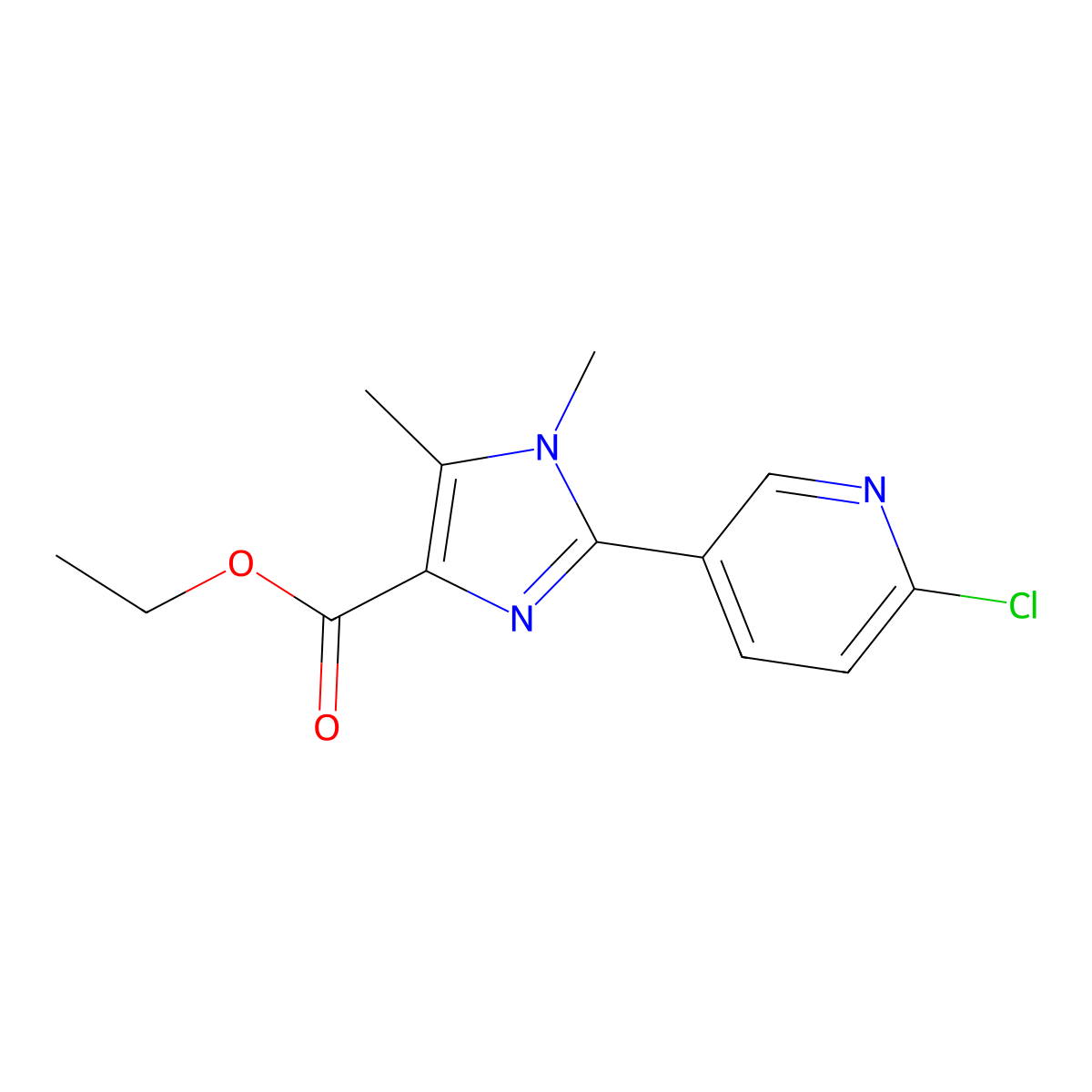 2-(6-Chloro-pyridin-3-yl)-1,5-dimethyl-1H-imidazole-4-carboxylic acid ethyl ester molecular structure, CAS 2514967-29-2