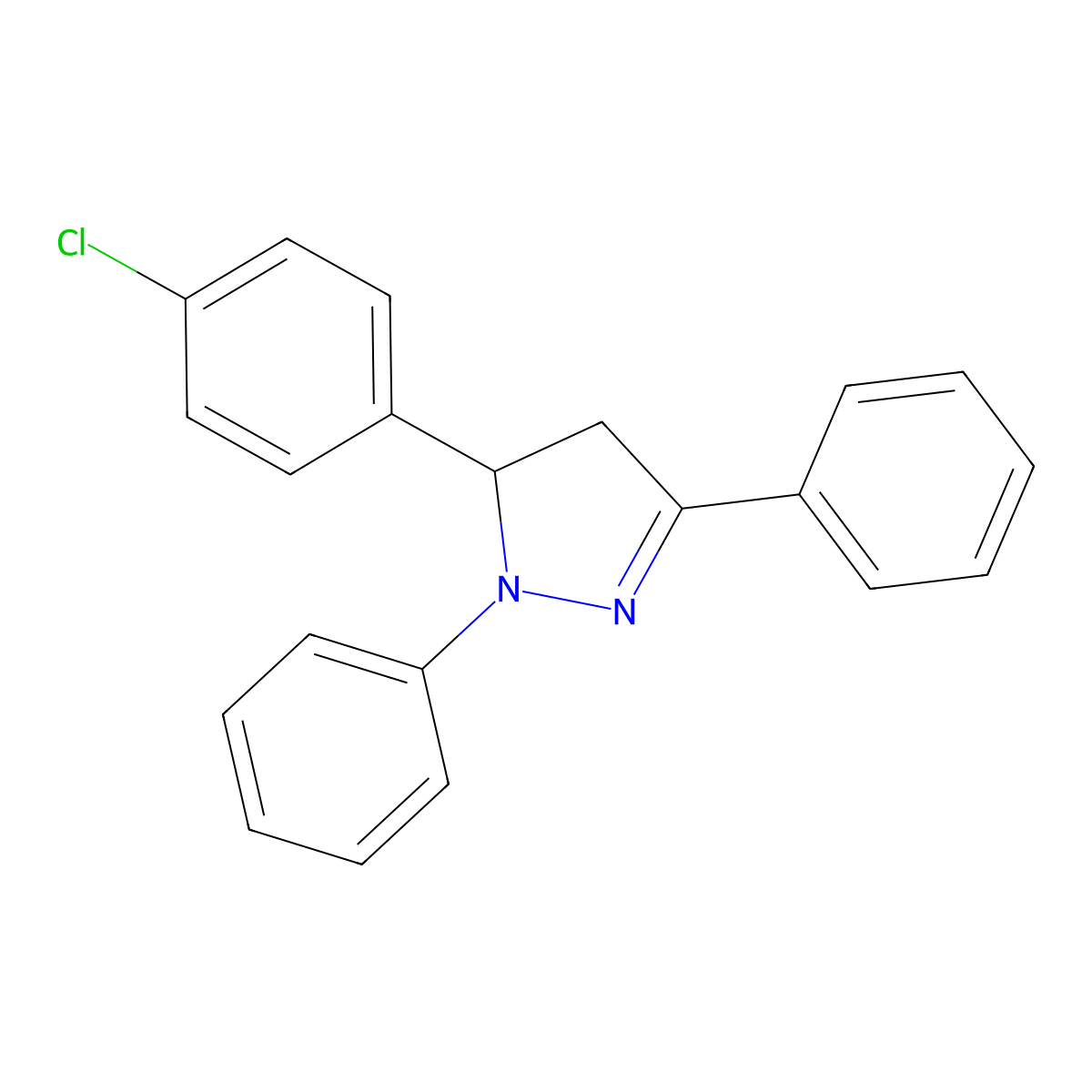 2-Pyrazoline, 5-(p-chloro-phenyl)-1,3-diphenyl- molecular structure, CAS 2515-59-5