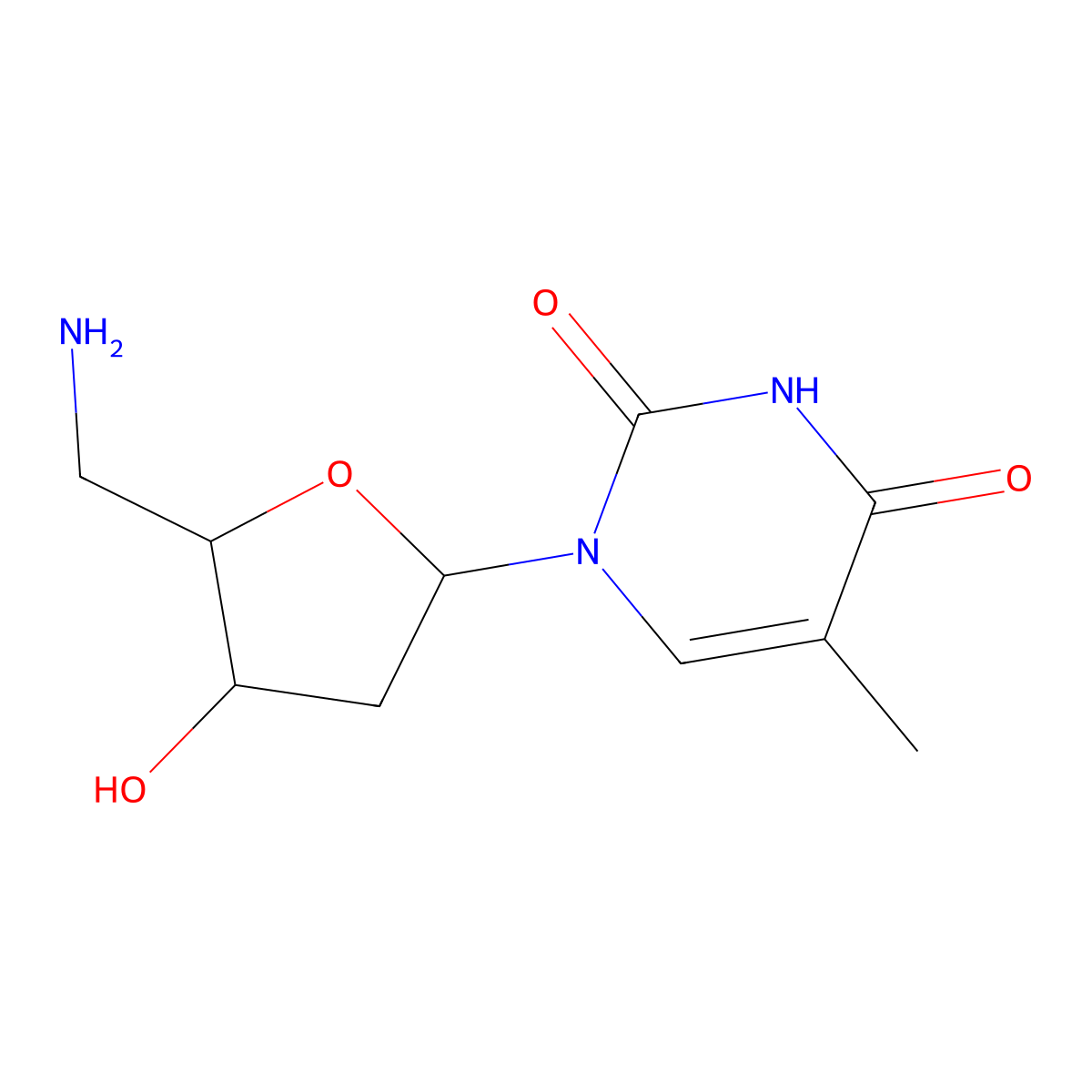 5'-Amino-5'-deoxythymidine molecular structure, CAS 25152-20-9
