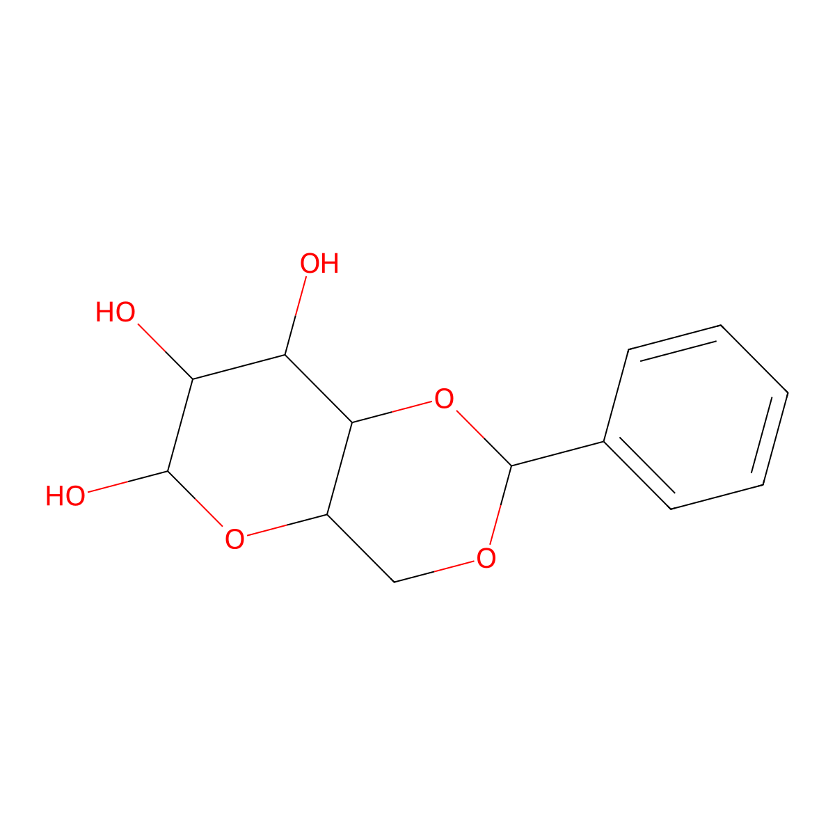 Benzylidene glucose molecular structure, CAS 25152-90-3