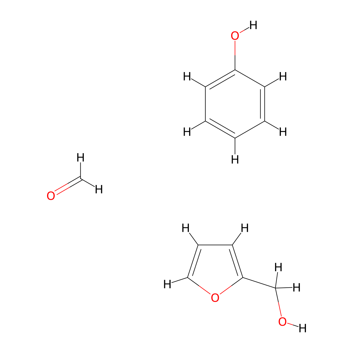Formaldehyde, polymer with 2-furanmethanol and phenol molecular structure, CAS 25153-36-0