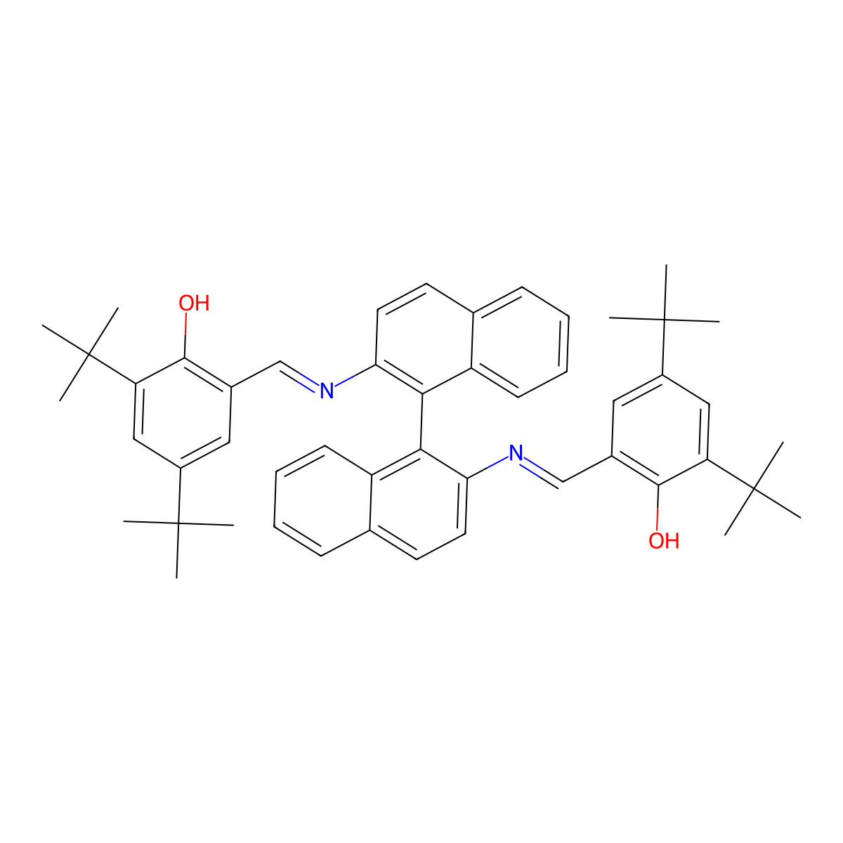 2,2'-[(1R)-[1,1'-Binaphthalene]-2,2'-diylbis(nitrilomethylidyne)]bis[4,6-bis(1,1-dimethylethyl)phenol] molecular structure, CAS 251546-77-7