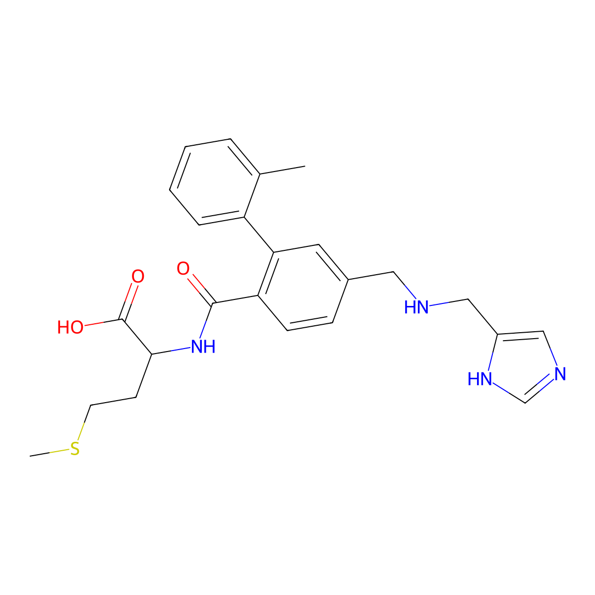 (2S)-2-[(4-{[(1H-imidazol-4-ylmethyl)amino]methyl}-2-(2-methylphenyl)phenyl)formamido]-4-(methylsulfanyl)butanoic acid molecular structure, CAS 251577-09-0