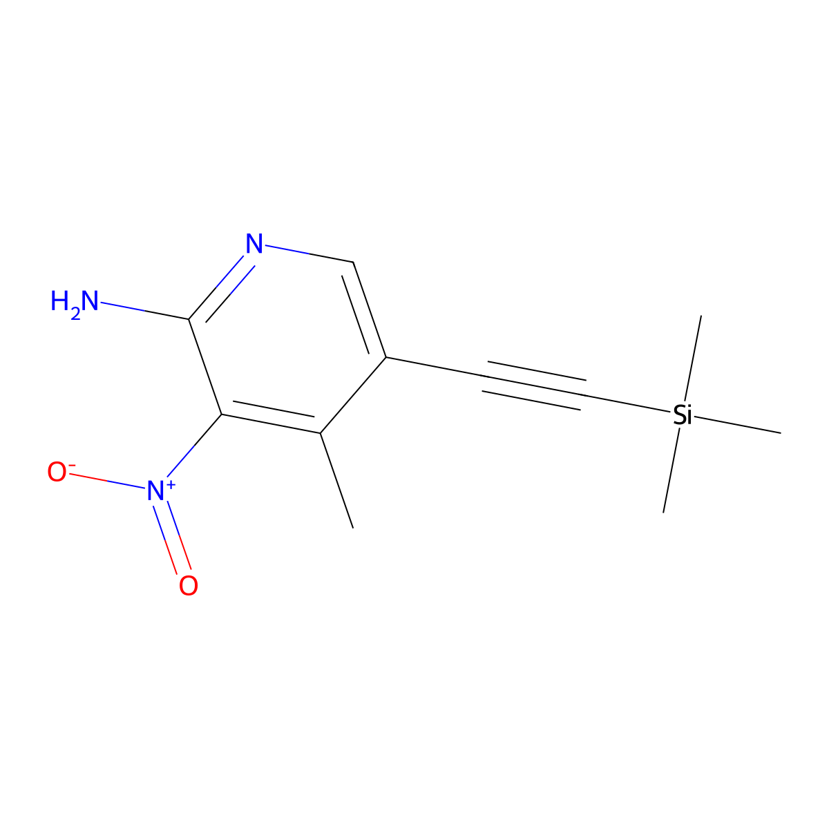 4-Methyl-3-nitro-5-((trimethylsilyl)ethynyl)pyridin-2-amine molecular structure, CAS 2516006-33-8