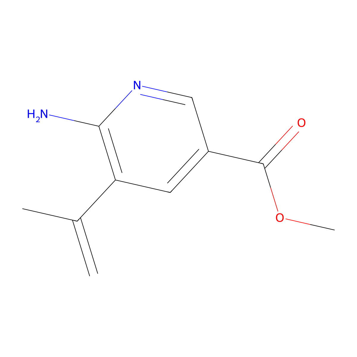 Methyl 6-amino-5-(prop-1-en-2-yl)nicotinate molecular structure, CAS 2516238-72-3