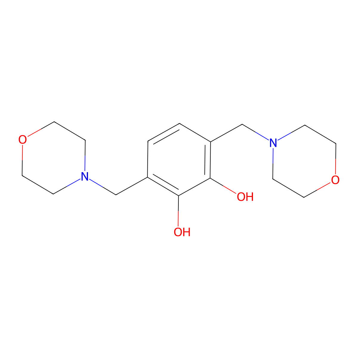 3,6-Bis(4-morpholinylmethyl)-1,2-benzenediol molecular structure, CAS 25163-62-6