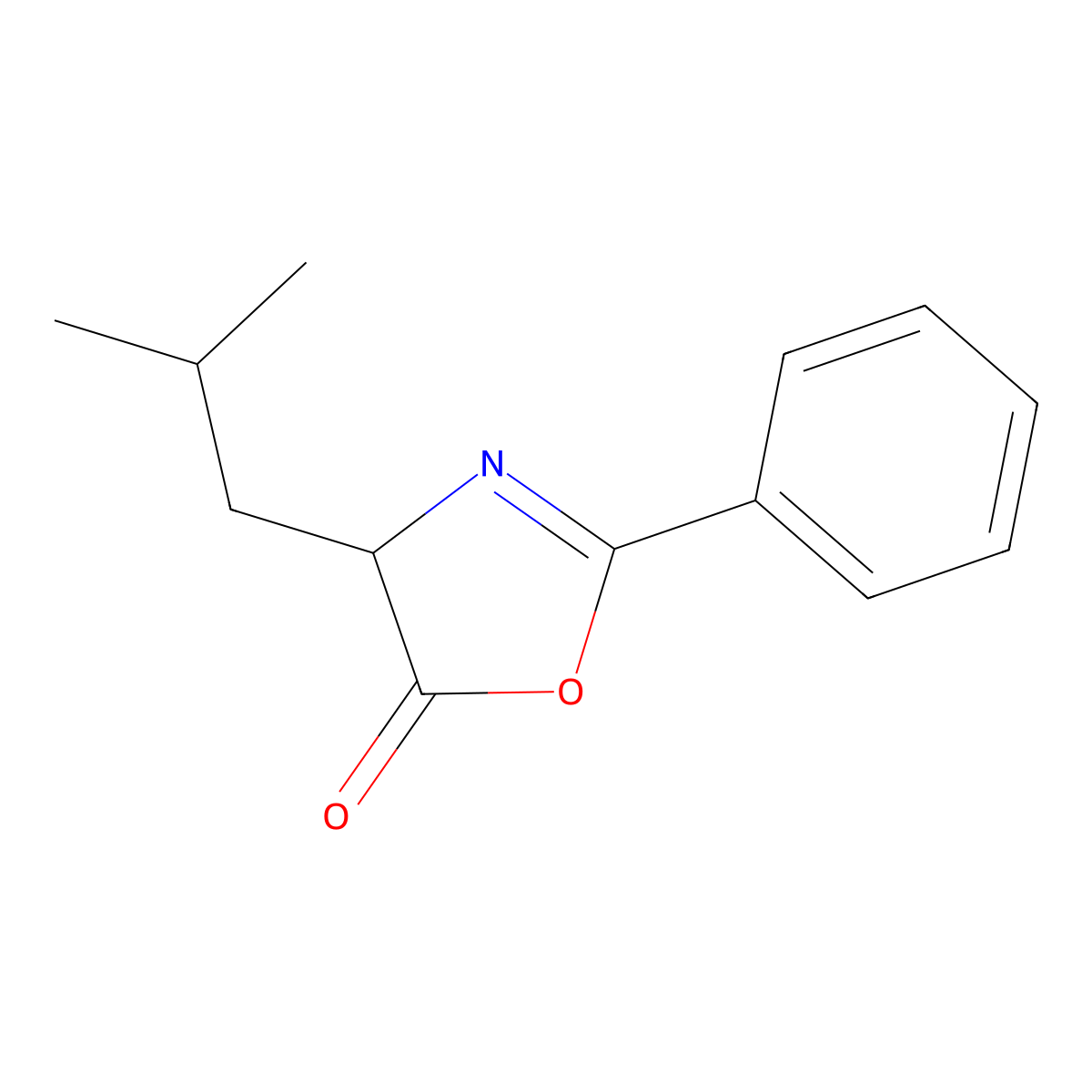 4-Isobutyl-2-phenyl-2-oxazoline-5-one molecular structure, CAS 25163-98-8