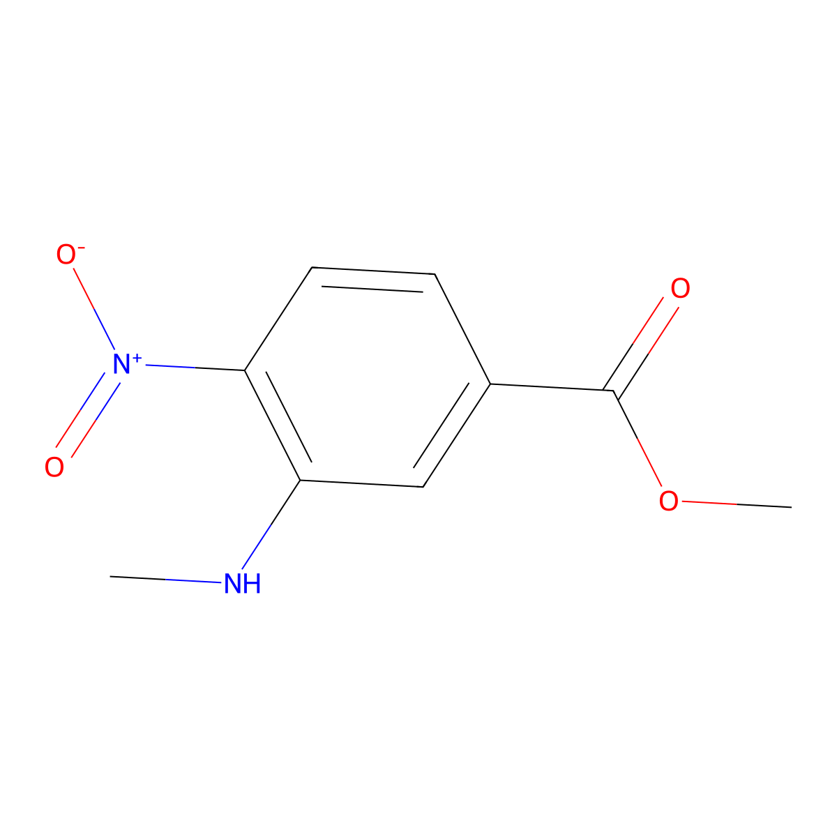 Methyl 3-(methylamino)-4-nitrobenzoate molecular structure, CAS 251643-13-7