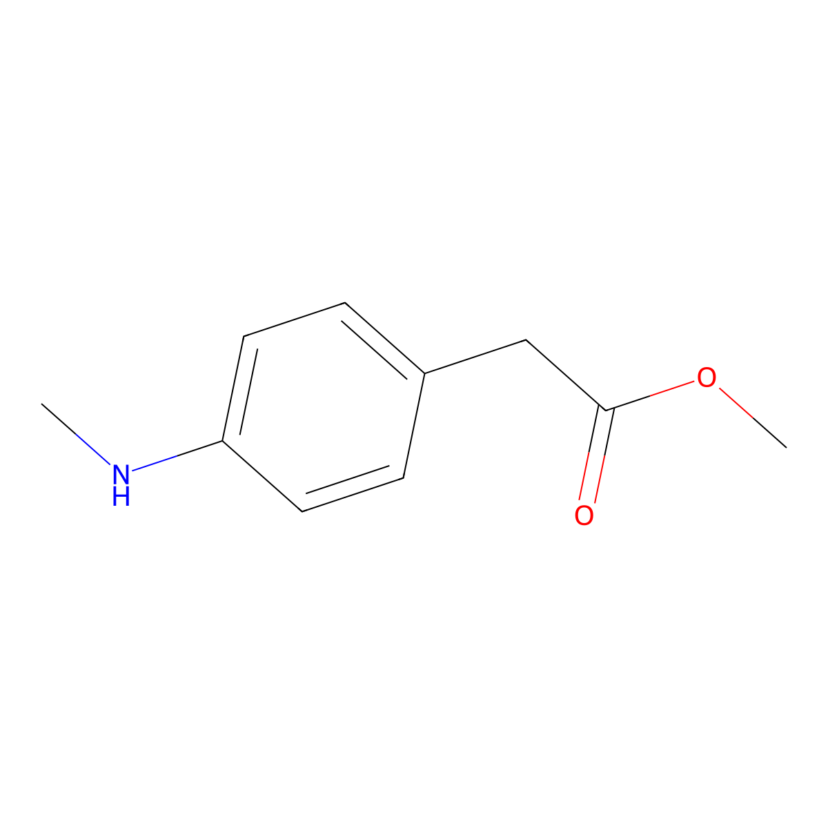 Methyl 2-(4-(methylamino)phenyl)acetate molecular structure, CAS 251643-16-0