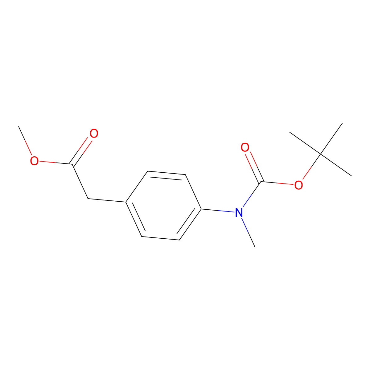 Methyl 2-(4-(tert-butoxycarbonyl(methyl)amino)phenyl)acetate molecular structure, CAS 251643-17-1