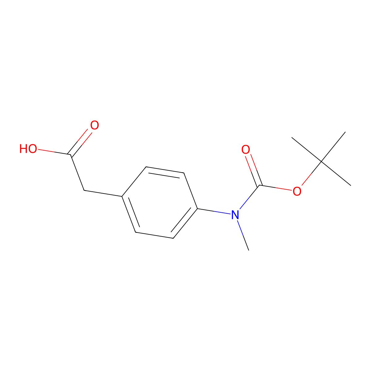 2-(4-(tert-Butoxycarbonyl(methyl)amino) phenyl)acetic acid molecular structure, CAS 251643-18-2