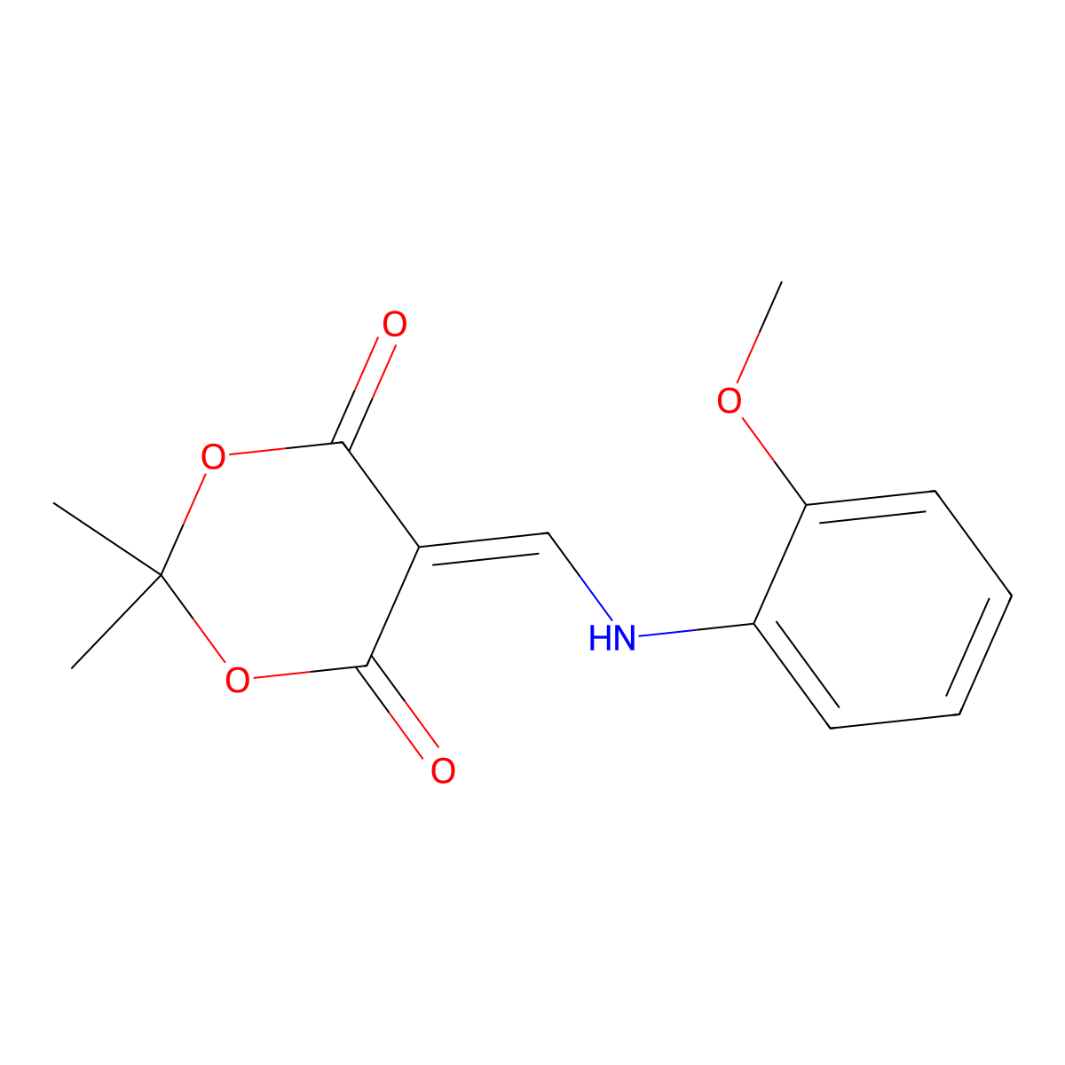 5-[(2-Methoxyanilino)methylidene]-2,2-dimethyl-1,3-dioxane-4,6-dione molecular structure, CAS 25165-68-8
