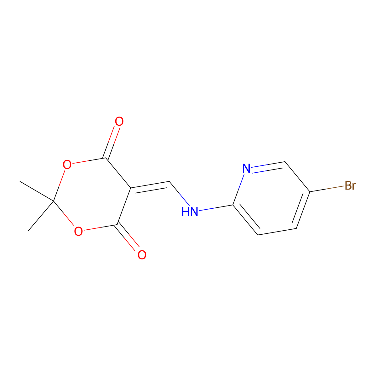 5-(((5-Bromopyridin-2-yl)amino)methylene)-2,2-dimethyl-1,3-dioxane-4,6-dione molecular structure, CAS 25165-70-2