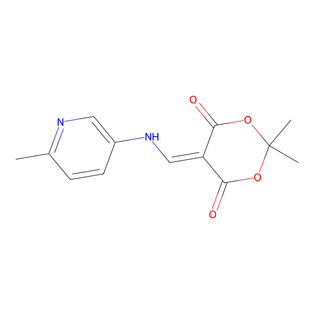 2,2-Dimethyl-5-(((6-methylpyridin-3-YL)amino)methylene)-1,3-dioxane-4,6-dione molecular structure, CAS 25165-74-6