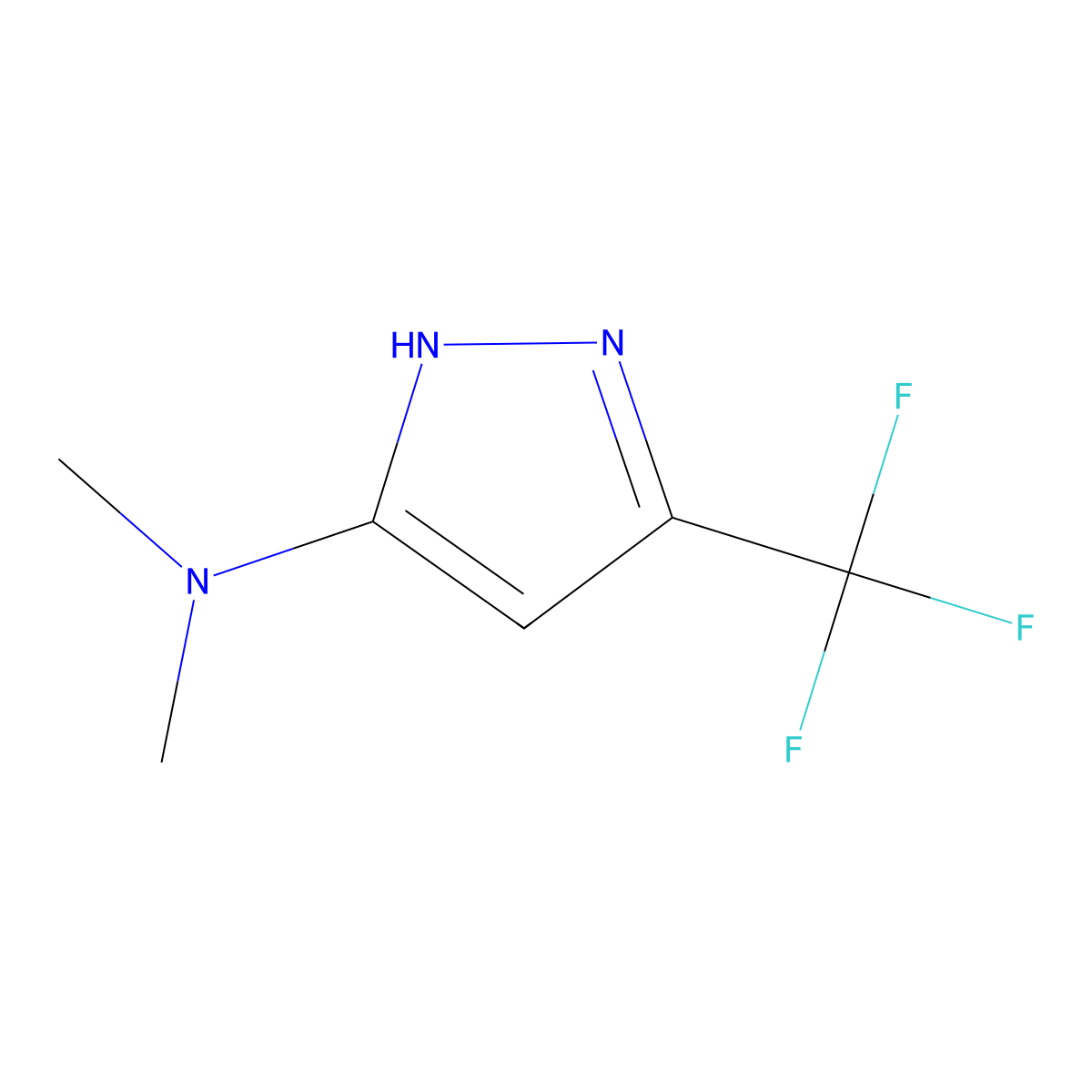 N,N-Dimethyl-3-(trifluoromethyl)-1H-pyrazol-5-amine molecular structure, CAS 251658-53-4