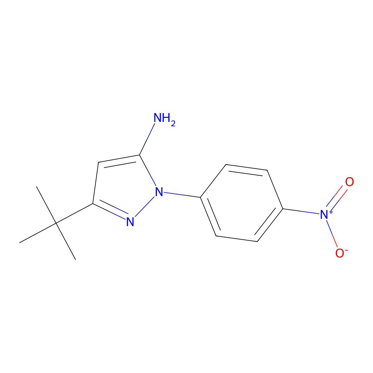 3-tert-butyl-1-(4-nitrophenyl)-1H-pyrazol-5-amine molecular structure, CAS 251658-55-6