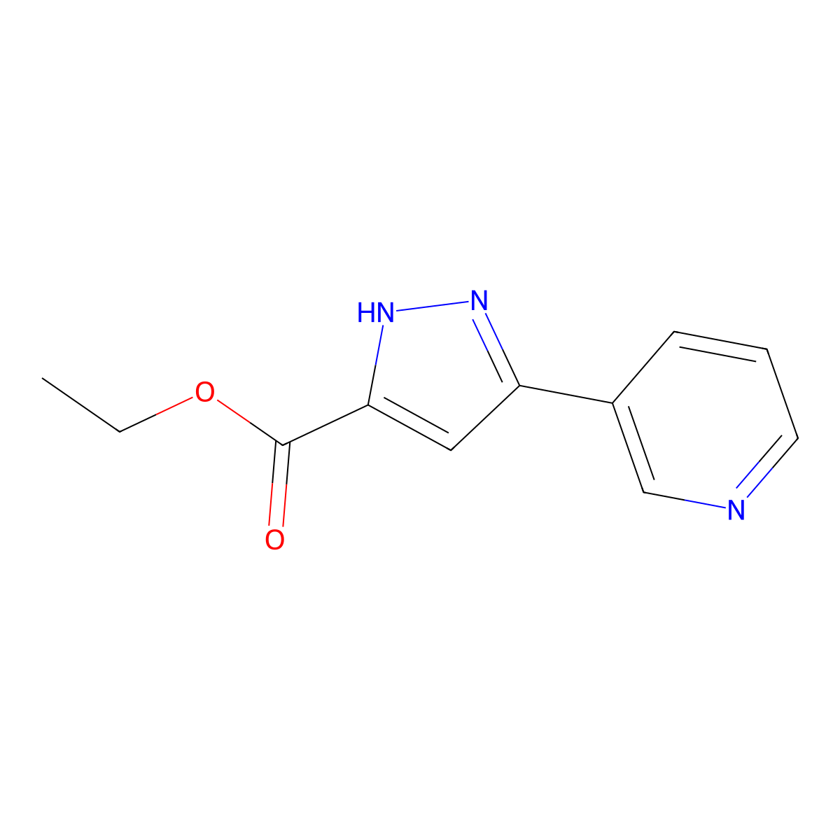 Ethyl 3-(pyridin-3-yl)-1H-pyrazole-5-carboxylate molecular structure, CAS 251658-58-9