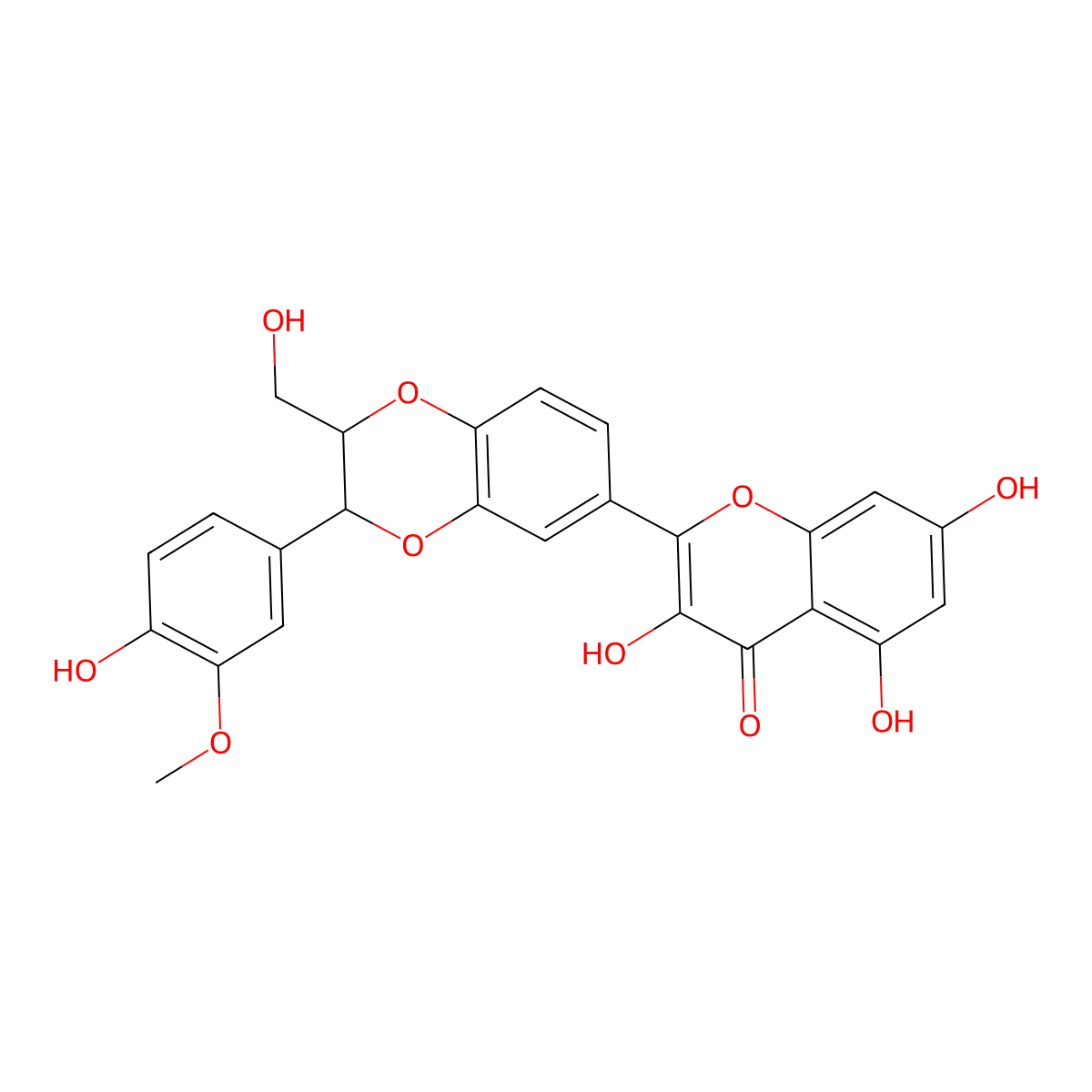 Dehydrosilybin molecular structure, CAS 25166-14-7