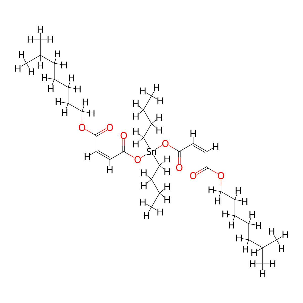 2-Butenedioic acid (2Z)-, 1,1'-(dibutylstannylene) 4,4'-diisooctyl ester molecular structure, CAS 25168-21-2