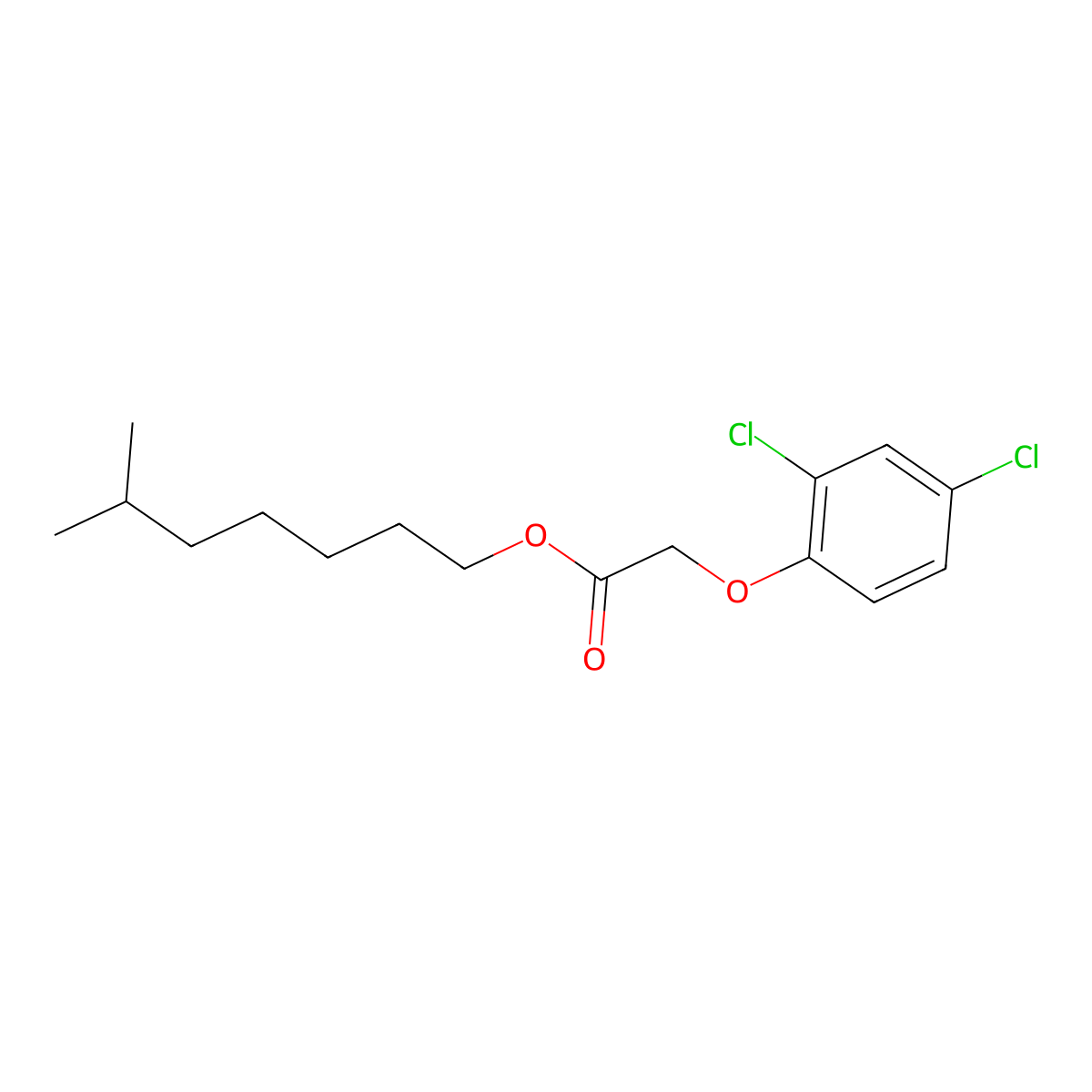 2,4-Dichlorophenoxyacetic acid isooctyl ester molecular structure, CAS 25168-26-7