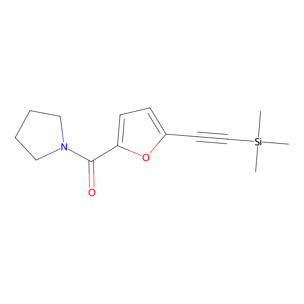 Pyrrolidin-1-yl(5-((trimethylsilyl)ethynyl)furan-2-yl)methanone molecular structure, CAS 2516961-98-9