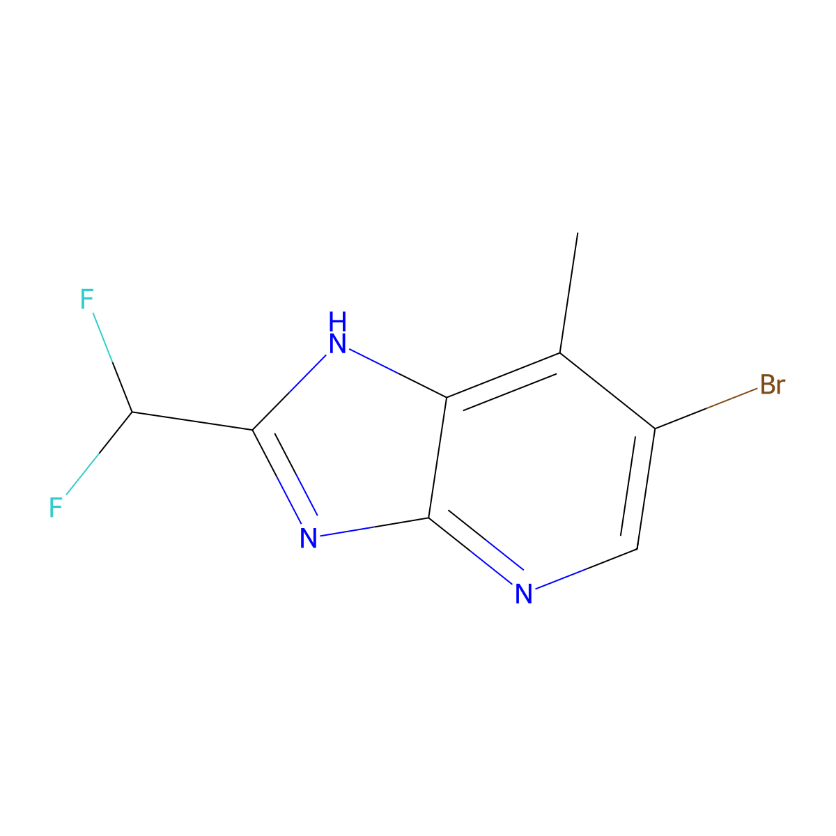 6-Bromo-2-(difluoromethyl)-7-methyl-3H-imidazo[4,5-B]pyridine molecular structure, CAS 2517134-62-0