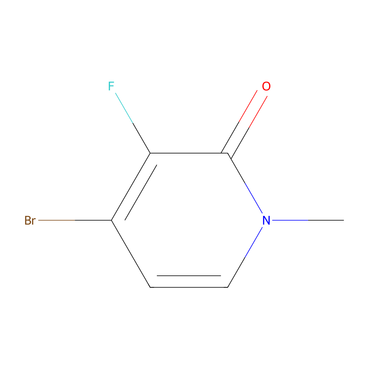 4-Bromo-3-fluoro-1-methylpyridin-2(1H)-one molecular structure, CAS 2517593-01-8