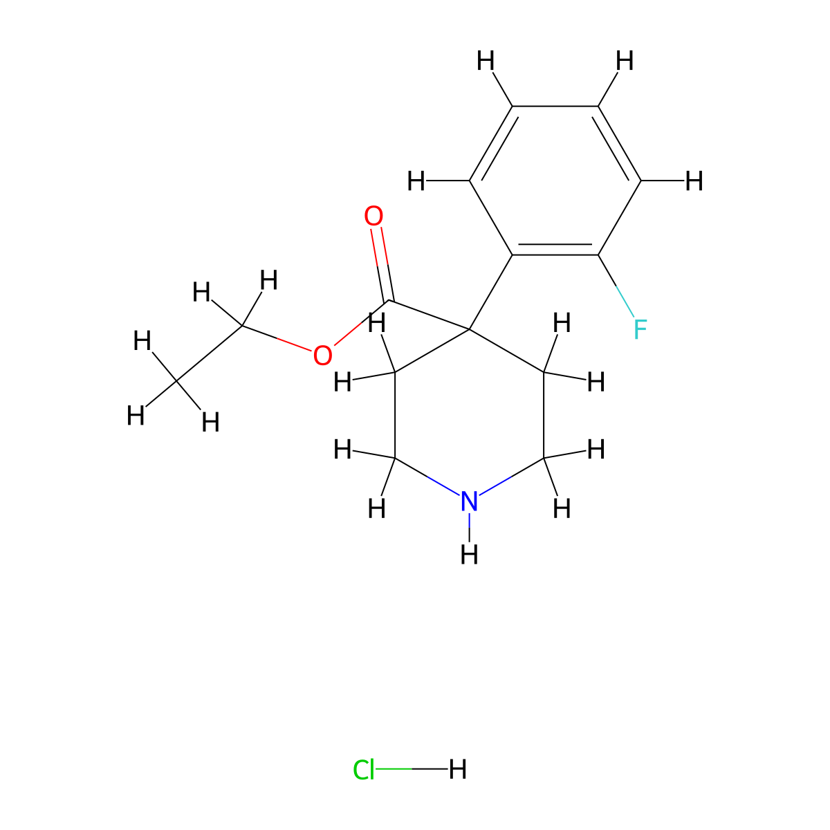 4-(2-Fluorophenyl)-4-ethoxycarbonylpiperidine hydrochloride molecular structure, CAS 2517637-33-9