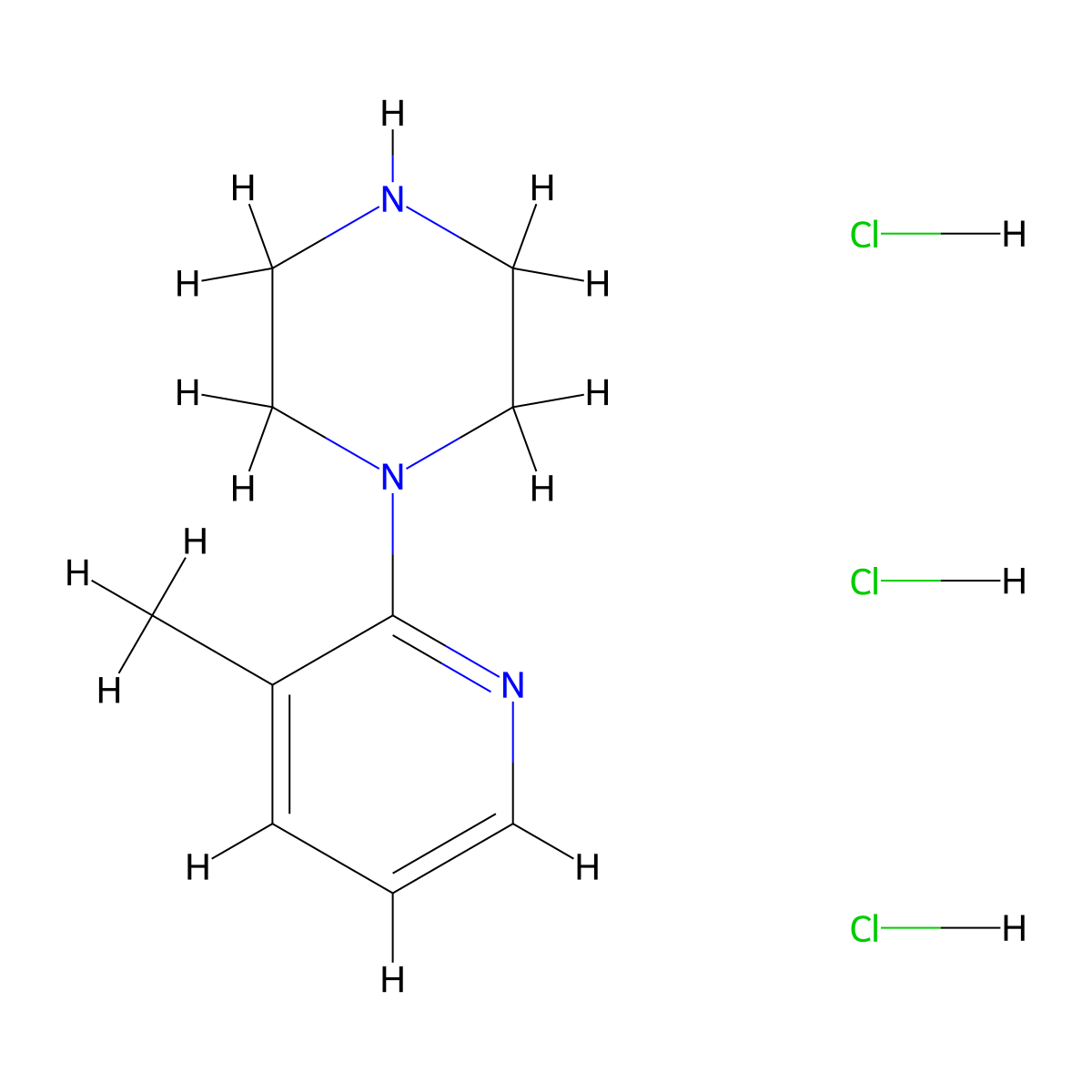1-(3-Methyl-2-pyridinyl)piperazine trihydrochloride molecular structure, CAS 2517637-74-8