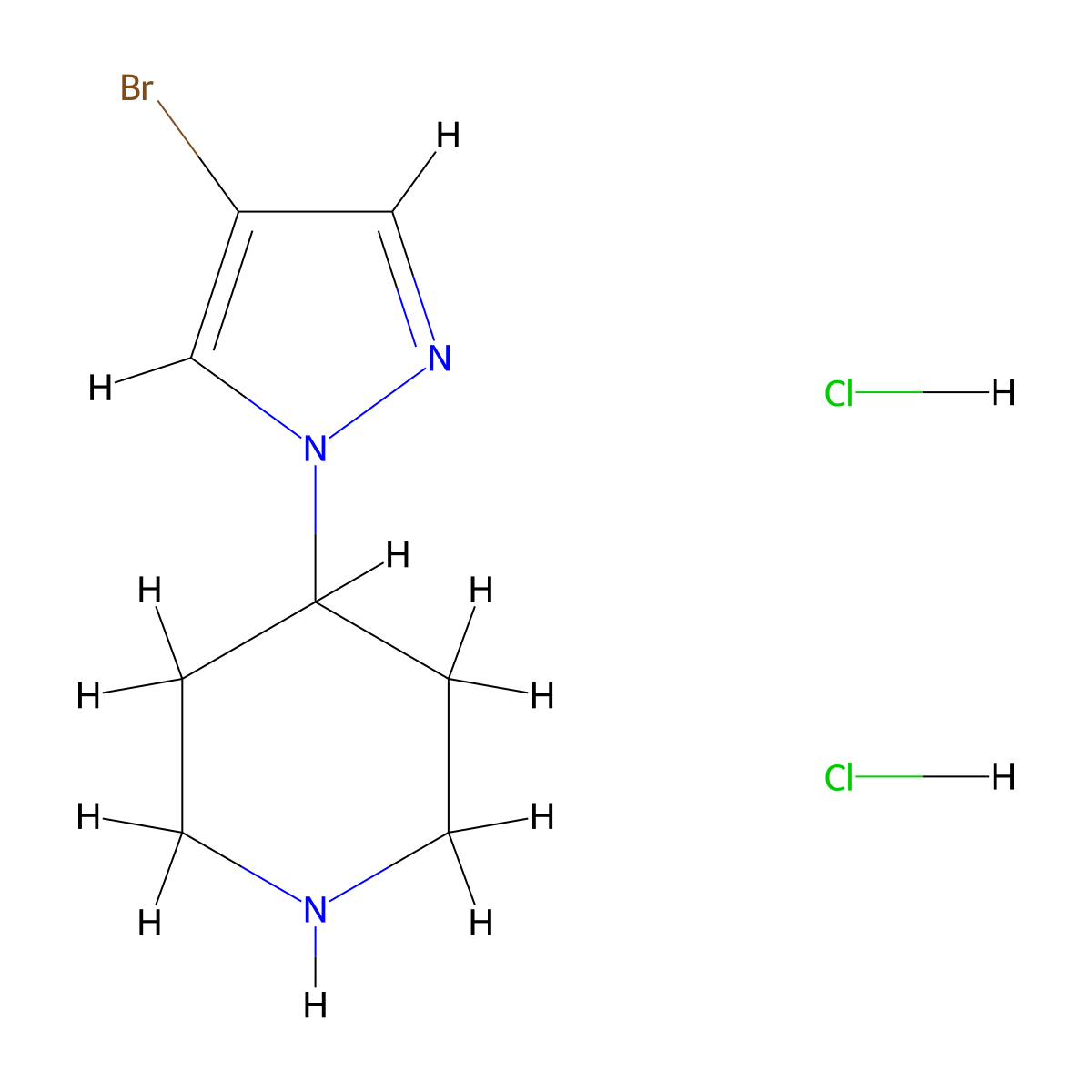 4-(4-Bromo-1H-pyrazol-1-yl)piperidine 2HCl molecular structure, CAS 2517638-00-3