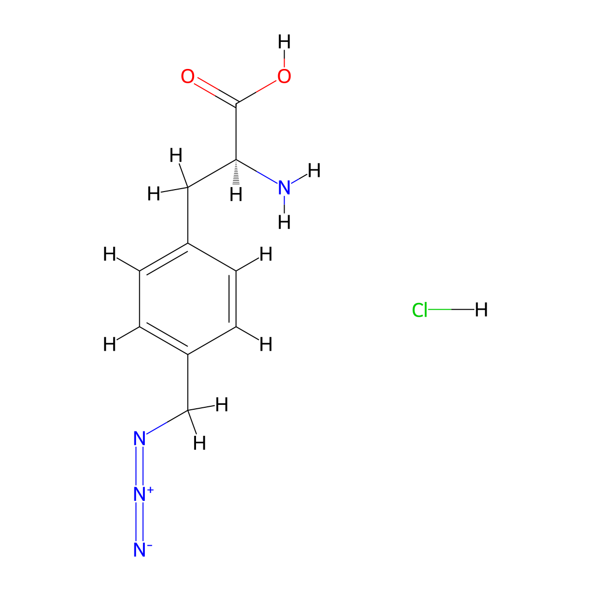 (2S)-2-amino-3-[4-(azidomethyl)phenyl]propanoic acid hydrochloride molecular structure, CAS 2517638-29-6
