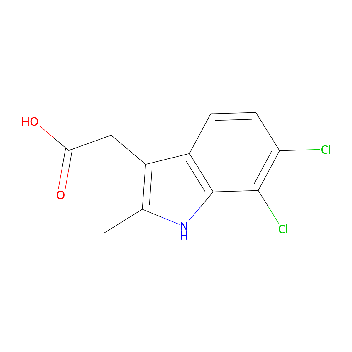 2-(6,7-dichloro-2-methyl-1H-indol-3-yl)acetic acid molecular structure, CAS 25177-63-3