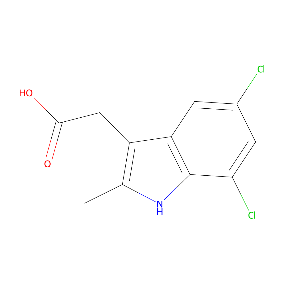 5,7-Dichloro-2-methylindoleacetic acid molecular structure, CAS 25177-67-7