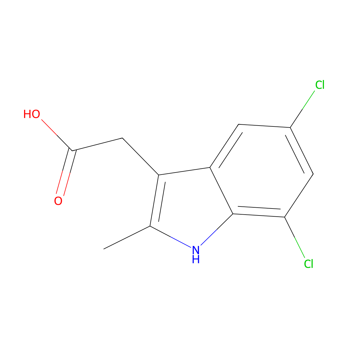 5,7-Dichloro-2-methylindoleacetic acid molecular structure, CAS 25177-67-7