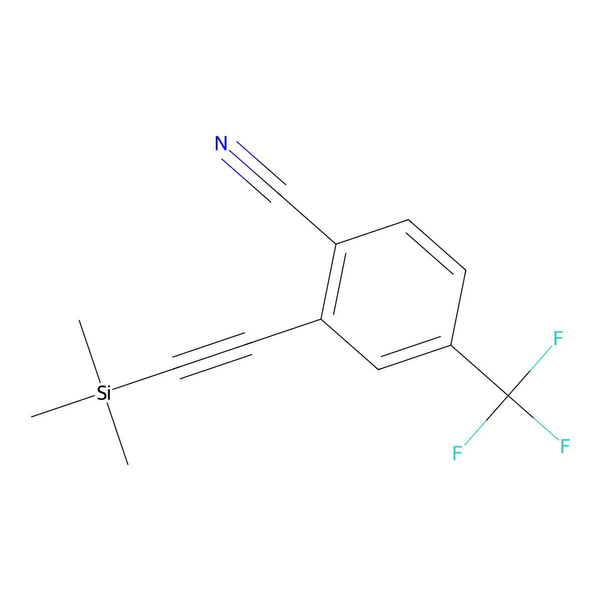 4-(Trifluoromethyl)-2-((trimethylsilyl)ethynyl)benzonitrile molecular structure, CAS 2517862-06-3